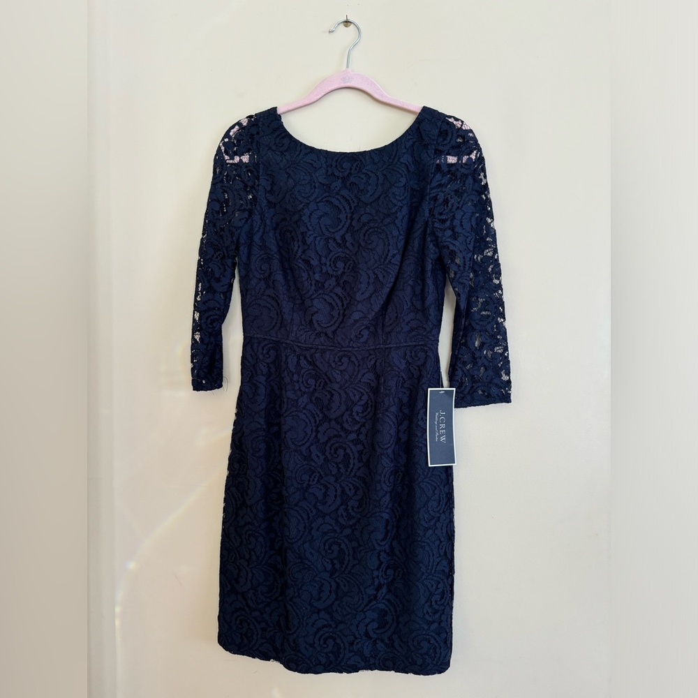 J.Crew Natalia Dress in Leavers Lace Navy Size 2 NWT